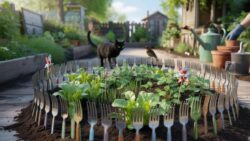 Vegetable Patch Hack – Gardeners Stick Forks in Soil to Deter Cats and Birds Without Chemicals