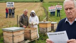 Bad news for a retiree who lent land to a beekeeper he has to pay agricultural tax and the country is divided over whether that is fair