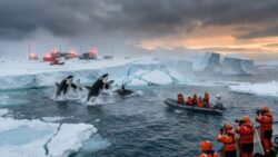 Emergency protocols are activated after researchers document killer whales breaching beside unstable ice barriers, a moment experts say highlights a rapidly worsening climate crisis