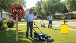 Bad news : a new rule prohibits mowing lawns between noon and 4 p.m. in 23 departments
