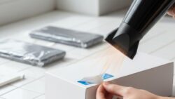 Using a hairdryer to remove stickers from new products melts the adhesive and lets you peel them off cleanly without residue