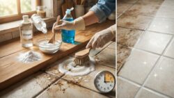 Mix 3 ingredients and apply them to grout: in 15 minutes it looks like new