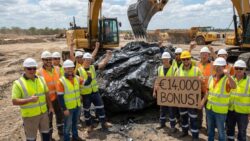 A public works company stumbles upon 41 million tons of pure graphite; the workers each receive an exceptional bonus. €14,000